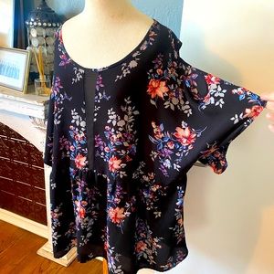 Black floral blouse
